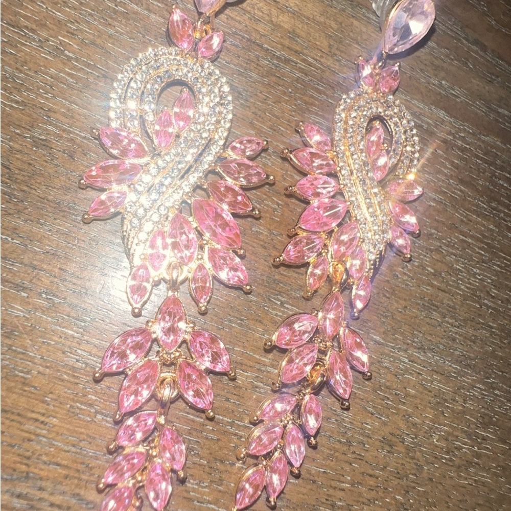 Elegant Pink Crystal Earrings